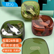 欣沁針線(xiàn)盒家用針線(xiàn)包縫紉收納工具盒手縫針線(xiàn)全套裝輕奢綠24件套