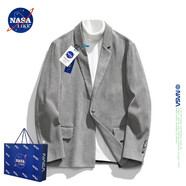 NASALIKE官方潮牌休閑西裝外套男秋冬季寬松燈芯絨西服青年高級感小西服 灰色 M（建議110-125）