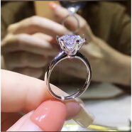 UHFV《T立體六爪》S925銀鍍金莫桑鉆戒指好看時(shí)尚婚戒 3克拉八心八箭(入門(mén)級) 9～20圈口(下單備注)