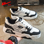 回力男鞋板鞋男2025秋季新款透氣百搭小眾設(shè)計黑白鞋子男士運動休閑鞋 白黑【水墨畫】 40