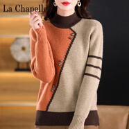 拉夏貝爾（La Chapelle）半高領(lǐng)加厚毛衣女士上衣年洋氣針織打底衫秋冬羊毛衫 純100自動(dòng)發(fā)熱普通版桔色 純100自動(dòng)發(fā)熱M