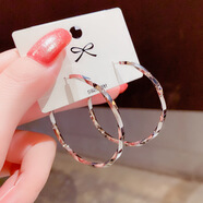 媞陌風(fēng)新款扭曲紋理圓圈圈耳環(huán)個(gè)性夸張大圓環(huán)耳扣耳圈女 A1463-2銀色扭曲耳圈A23-205