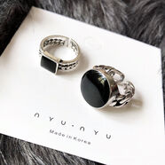 覽日鳥(niǎo)個(gè)性幾何方圓雙層兩件套鏡面拋光戒指女潮日韓嘻哈蹦迪復古開(kāi)口 J11【兩個(gè)套裝】