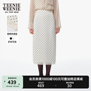 Teenie Weenie小熊半身裙女2025春夏新款復古摩登波點雪紡長款半身裙女 象牙白 L