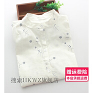 小立領(lǐng)襯衫女士秋季新款棉麻綿麻錦嘛白村杉女土長(cháng)袖寬松韓版打底衫百搭小碎花襯衣復古上衣服小清新 立領(lǐng)藏青太陽(yáng)花 長(cháng)袖 2XL