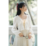 DOGHC 披肩女夏季搭配裙子搭配吊帶裙的小外套雪紡防曬開(kāi)衫薄款女小披 白色 均碼(體重80-120斤)