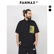 潘·麥克斯（PANMAX）PANMAX大碼T恤休閑百搭重磅短袖polo衫男裝寬松胖男士帥氣夏季 黑色 6XL
