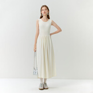 范思藍恩23FS14060法式針織連衣裙女秋冬新款方領(lǐng)背心裙 洪米白（無(wú) 袖） XS