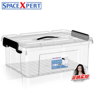 SPACEXPERT 衣物收納箱塑料整理箱12L透明 1個裝 帶提手