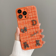 速舞 秋冬款毛絨蘋(píng)果14promax手機殼女款可愛(ài)DIY13小香風(fēng)12/11自帶鏡頭膜全包防摔保護套 【果粒橙】小香風(fēng)蝴蝶結小熊+自帶鏡頭膜 iPhone 11【6.1寸】