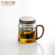 左茗右器玻璃茶杯茶水分離辦公室泡茶杯陶瓷內膽過(guò)濾會(huì )議杯普洱紅茶茶道杯 【升級新款】晨川杯-煙灰500ml