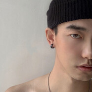 MOLC 耳夾男士潮人無(wú)耳洞嘻哈冷淡風(fēng)假耳環(huán)女無(wú)洞耳釘單只耳飾品生日禮物 B2X804黑色耳夾一對(duì)
