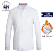 Royal Queen's Polo Team皇家秋裝男士長袖t恤純棉大碼翻領長袖男式款體恤純色潮牌 905+08 白色【加絨保暖】 165/S