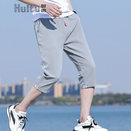 回圖短褲男七分褲夏季寬松韓版潮流休閑工裝中褲冰絲褲子男褲休閑褲 211淺灰色 3XL
