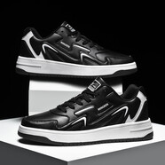 雙星八特板鞋男鞋秋冬季新款男士韓版潮流百搭運動(dòng)鞋男跑步休閑鞋男 黑白 39