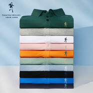 與狼共舞100棉夏季通勤百搭休閑男士短袖POLO衫  XL180 001黑色 S  (165)