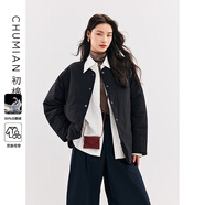 初棉輕盈蓬松雙面穿白鵝絨羽絨服 常規(guī)短款輕薄保暖外套24冬季女 黑色 S