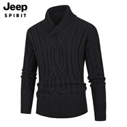 JEEP SPIRIT漫威毒液歐美半高領(lǐng)毛衣男2025冬季機車(chē)騎士長(cháng)袖麻花線(xiàn)衣打底衫潮 黑色 L