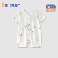 顆粒熊（KELIXIONG）嬰兒衣服夏季薄款寶寶短袖短褲連體衣新生兒連體短袖可愛(ài)女寶衣服 雅白色(5A面料) 73cm