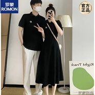 羅蒙高級(jí)感情侶裝短袖t恤刺繡小眾設(shè)計(jì)赫本風(fēng)polo連衣裙法式一裙一衣 單件裝(下單后備注顏色碼數(shù)) 男2XL+女M