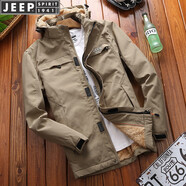 JEEP SPIRITJEEP美國吉普棉衣男士冬季戶外休閑運(yùn)動(dòng)防水防風(fēng)加絨加厚夾克男裝 卡其色 M