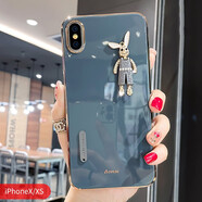 速舞 蘋果x手機(jī)殼女款網(wǎng)紅潮個(gè)性iPhonexs軟殼硅膠防摔xr鏡頭全包xsmax卡通可愛兔子限量版 蘋果X/XS【奶奶灰】電鍍水鉆兔子