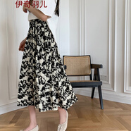 伊奇羽兒伊奇羽兒小裙子半身裙夏季百褶裙包臀碎花中長(cháng)裙高腰顯瘦雪紡垂感 02 S