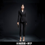 睿諾小西裝女秋季英倫風(fēng)裝女裝套裝西服外套售樓處工作服休閑高端正裝 西裝+褲子(R-X19368黑色長袖) L