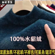 麥潮尚冬季男士加絨加厚貂絨毛衣男半高領(lǐng)純色針織打底衫加厚貂絨衫男裝 氣質(zhì)綠 水貂絨保暖 加厚 3XL 185推薦160-185斤