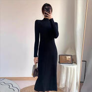 渾小象連衣裙秋冬季2025新款女裝裙子黑色打底針織包臀裙高級感冬裙長(cháng)裙 黑色長(cháng)款修身坑條針織裙 M 建議105以?xún)?
                                         title=