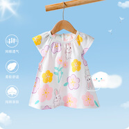 瑄妮薇女寶寶夏裝連衣裙嬰兒超萌可愛公主裙夏季小女孩裙子千 花兒兔 130cm/XL