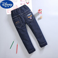 迪士尼（Disney）男童加絨牛仔褲子加厚兒童裝冬款韓版中大童男孩彈力棉褲保暖一體 老鷹藍色加絨加厚 160 12歲左右
