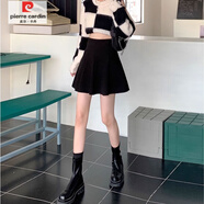 皮爾卡丹（pierre cardin）毛呢半身裙女秋冬天配毛衣小個(gè)子高腰a字百褶裙短裙2025新款傘裙 黑色【自帶防走光內(nèi)襯】 M 95-105斤
