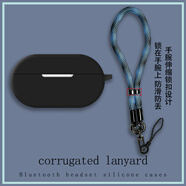 飾卓適用迪士尼P77保護套耳夾式KD-21無線藍牙耳機套耐也DX-02防摔DB5連體式h10硅膠d88軟殼手腕編織繩 【黑殼+梵高星空手繩+可伸縮鎖扣】 耐也DX-02【37*66mm平面版】