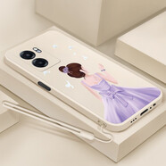 倍思力 適用OPPO A57 5G手機殼2022款PFTM20手機套軟殼防摔保護殼男女款全包卡通 古董白-藍色之戀+手繩