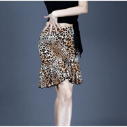 蘇奈雪拉丁舞摩登短裙夏裝新款女成人短袖上衣性感半身裙練功服比賽服 豹紋裙子 S