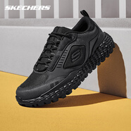 SKECHERS斯凱奇男鞋舒適減震透氣運動(dòng)休閑鞋網(wǎng)面一腳蹬跑步鞋 純黑色BBK 43