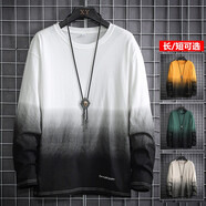 短袖T恤男士夏季寬松衣服新品青少年學(xué)生潮牌漸變半袖五分袖純色上衣透氣ins聯(lián)名體恤 XY-TC303 長-白黑 M