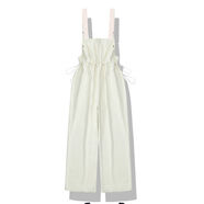 中凡智日系少女工裝鹽系背帶褲套裝女學(xué)生韓版寬松秋季新款連體闊腿褲潮 米白單件背帶褲 米白偏杏色 L 建議100-115斤