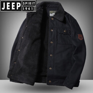 JEEP SPIRIT品牌2025爆款冬季中年羊羔絨棉衣男加絨加厚棉服短款棉襖外套男 黑藍(lán)(66修身款) 3XL 150-160(斤)