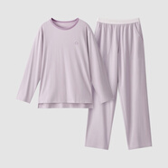 蕉內（Bananain）棉棉305H男女士睡衣睡褲純棉情侶家居服套裝春秋季長(cháng)袖長(cháng)褲不悶汗 【女士】粉紫 L