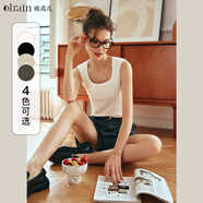 Olrain歐芮兒米白色背心吊帶女夏季女裝新款修身方領(lǐng)針織打底上衣 燕麥色 M