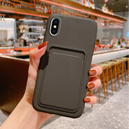 壹鼎富蘋果12手機殼卡包iphone11帶卡套x一體xsmax背面xr卡槽pro可mini插卡片8p 蘋果XSmax 黑色【帶卡槽】