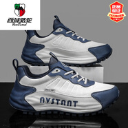 西域駱駝?wù)嫫づ晾呵镄驴钋閭H百搭軟底男士防水防臭增高運動(dòng)潮鞋 H8899白深藍 43