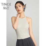 TINGE貼己性感掛脖外穿打底背心吊帶女帶胸墊罩杯一體白色上衣