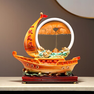 赟婭乘風(fēng)破浪流沙畫解壓擺件客廳酒柜裝飾品輕奢高檔擺件喬升遷禮物 一帆風(fēng)順流沙畫【大帆船黃色款】