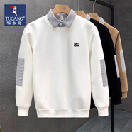 啄木鳥(niǎo)（TUCANO）假兩件襯衫領(lǐng)衛衣男士春秋季衣服新款百搭長(cháng)袖T恤男裝內搭打底衫 白色 XL