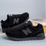 誦嘉新百倫苑聯(lián)名秋冬款運動(dòng)男鞋女鞋國產(chǎn)574復古情侶跑步鞋學(xué)生鞋 黑武士【全皮面】 40