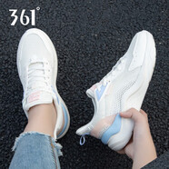 361°運(yùn)動鞋女鞋秋季跑步鞋女2025新款休閑跑鞋透氣網(wǎng)鞋輕便旅游鞋子女 羽毛白/幻象藍(lán)-3 36