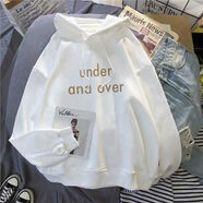 賢語(yǔ)少女連帽衛衣新款春秋款初中高中學(xué)生韓版bf寬松甜美百搭外套 188款-白色加絨款 M